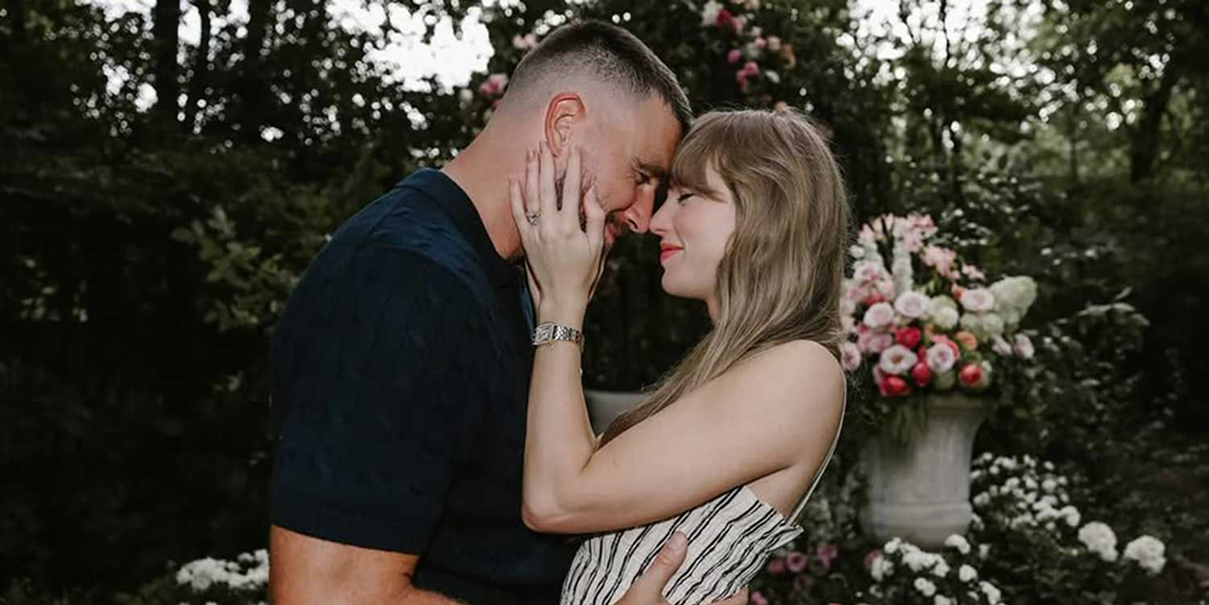 Taylor Swift + Travis Kelce engagement cover